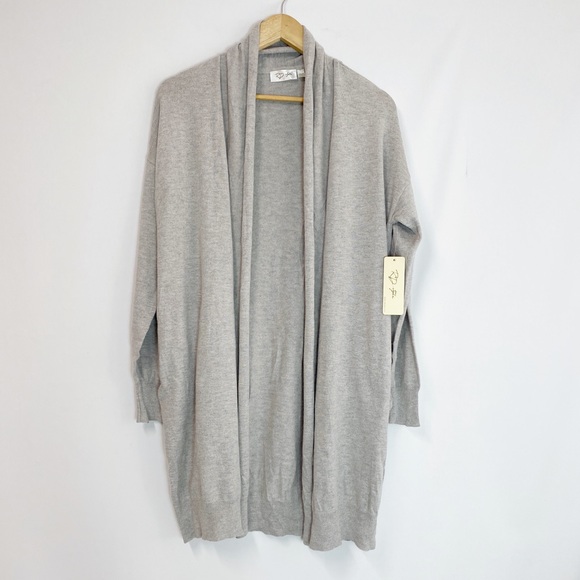 RD Style Sweaters - RD style open knit long cardigan light gray S